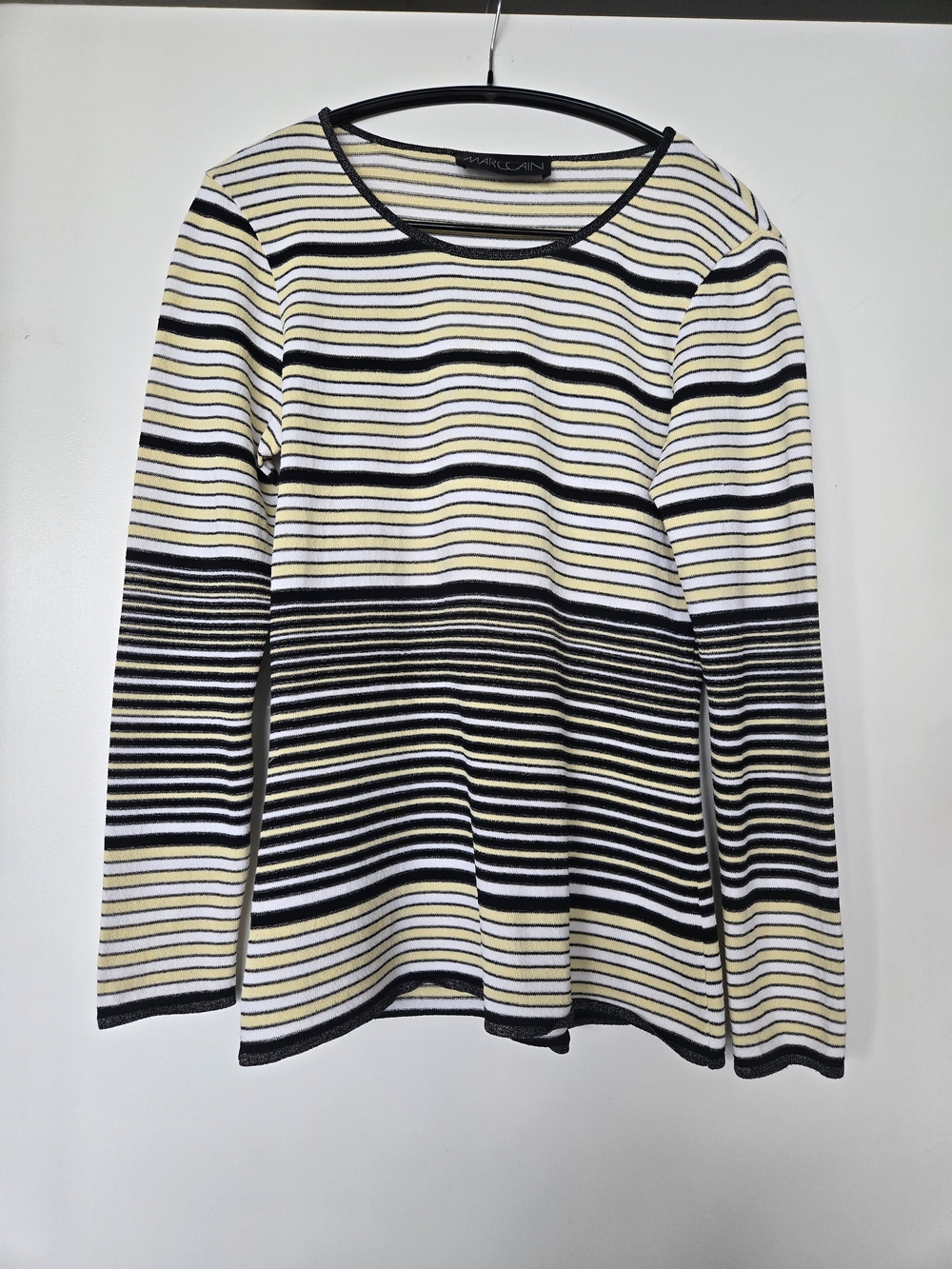 Marc Cain Striped Shimmer Long Sleeve Knit Top Sm